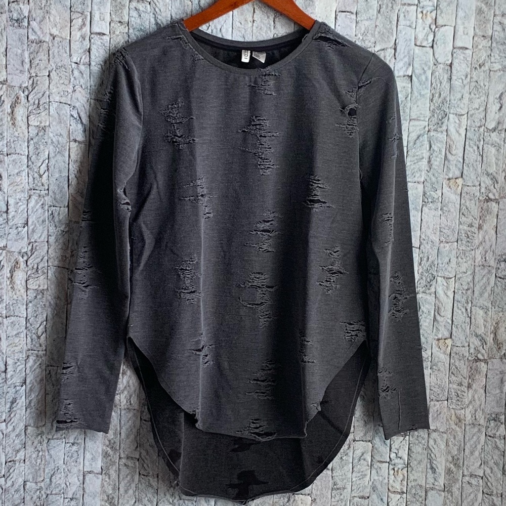 Distressed long sleeve T-shirt